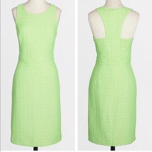 Neon green & grey/cream structured J. Crew dress